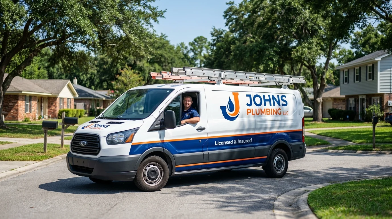 Johns Plumbing LLC service van in Novi, MI
