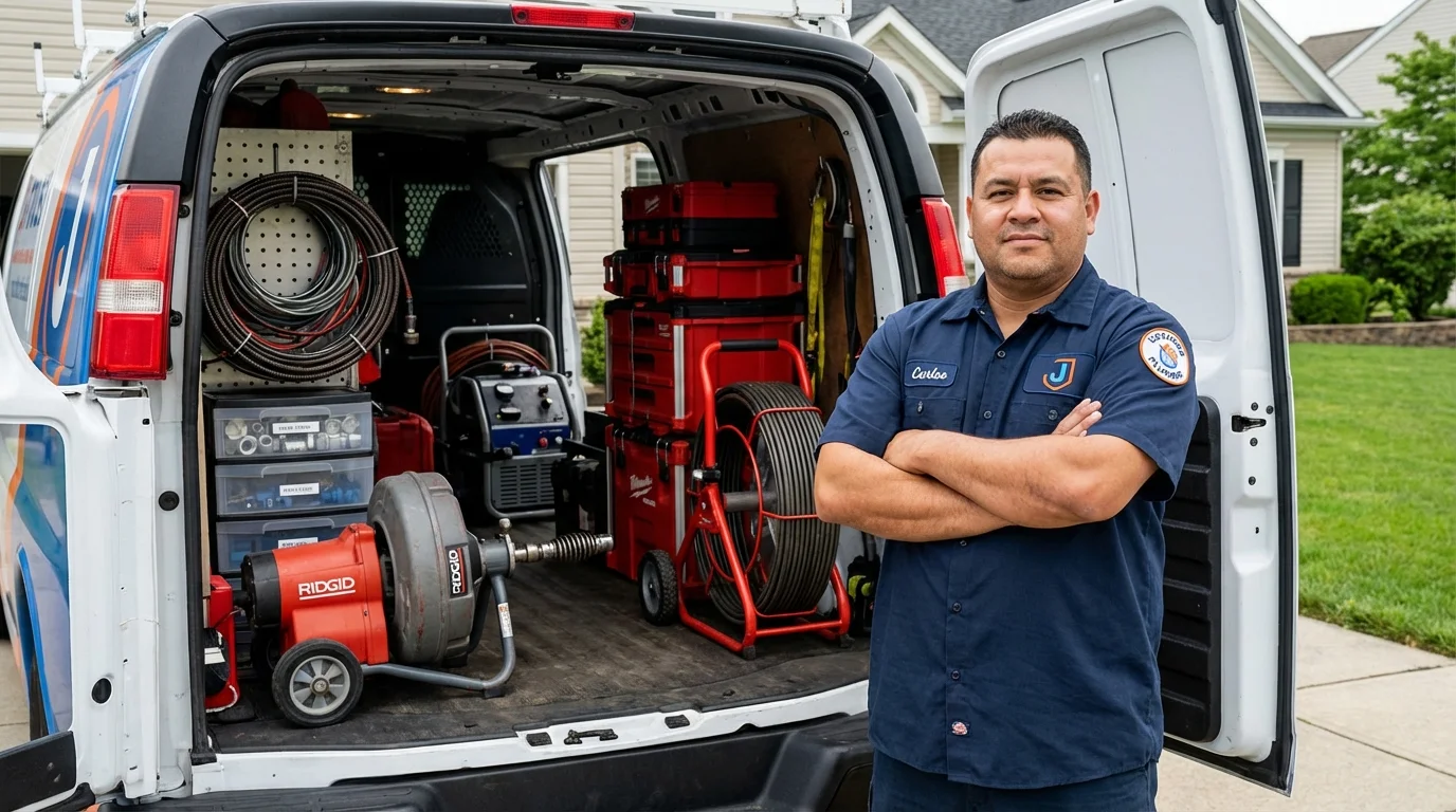 Professional drain cleaning equipment and Johns Plumbing LLC plumber in Novi