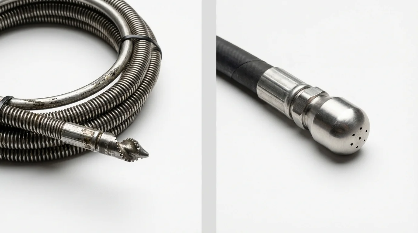 Drain snake cable and hydro jetting nozzle used for drain cleaning in Novi, MI