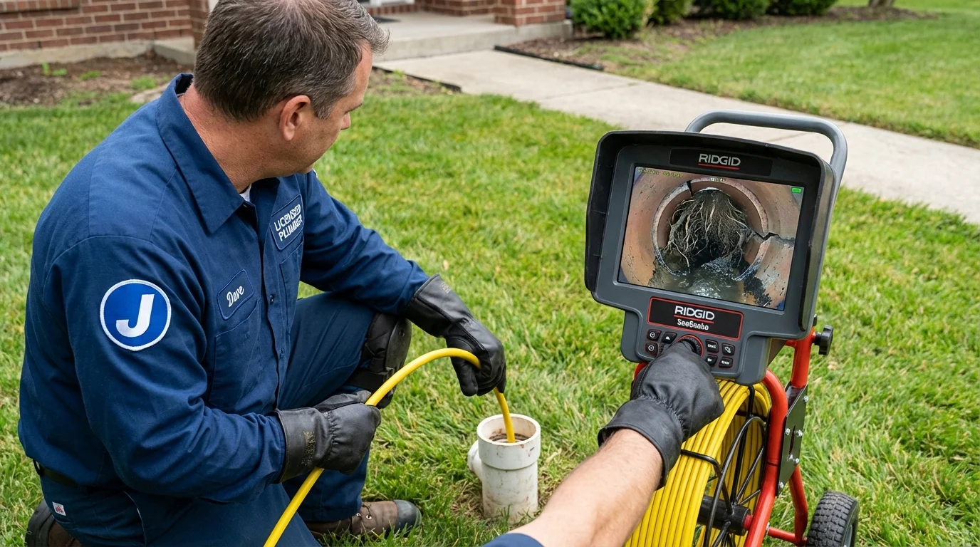Sewer camera inspection being performed by Johns Plumbing LLC in Novi