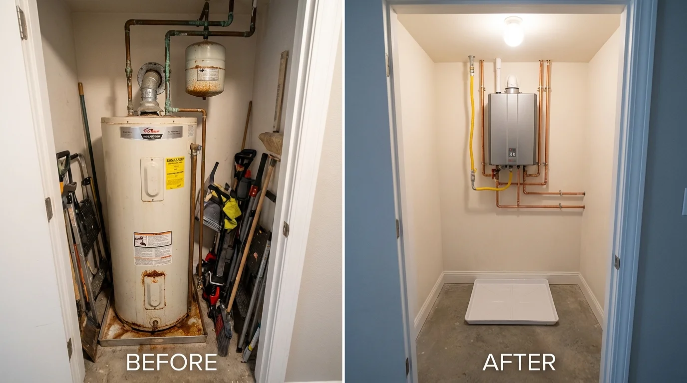 Tank water heater versus wall-mounted tankless unit comparison for Novi, MI homeowners